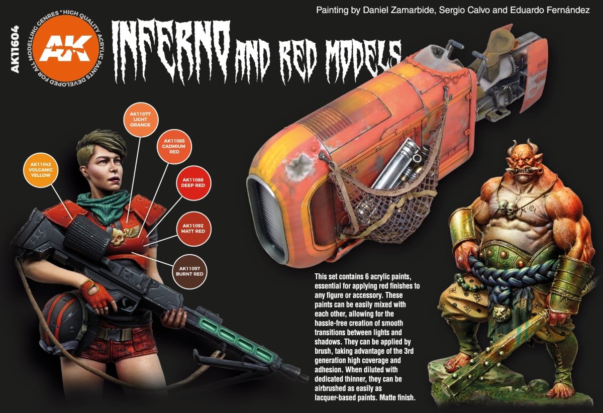 AK Interactive 3rd Gen Acrylics Inferno & Red Creatures Set AK11604 - Loaded Dice