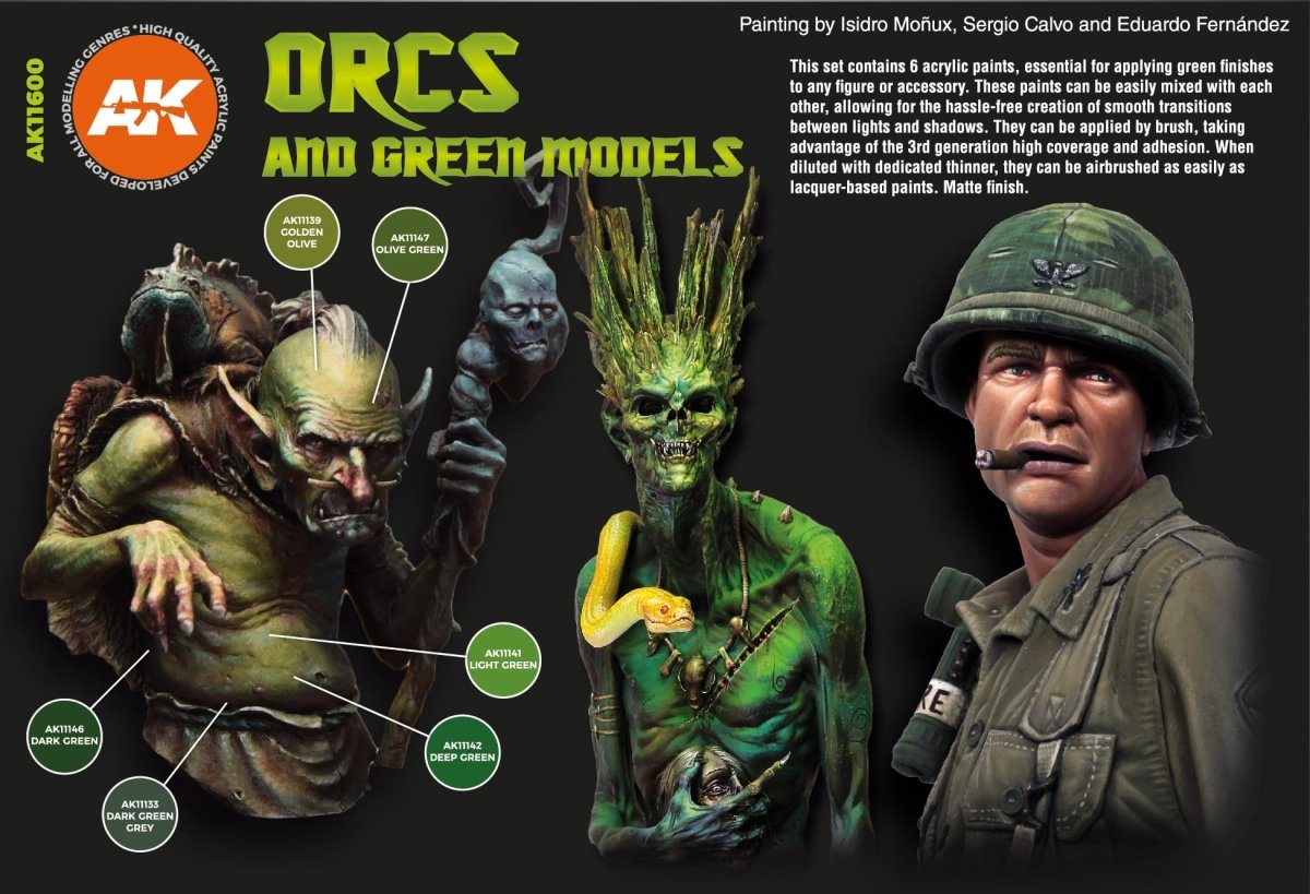 AK Interactive 3rd Gen Acrylics Orcs & Green Creatures Set (AK11600) - Loaded Dice