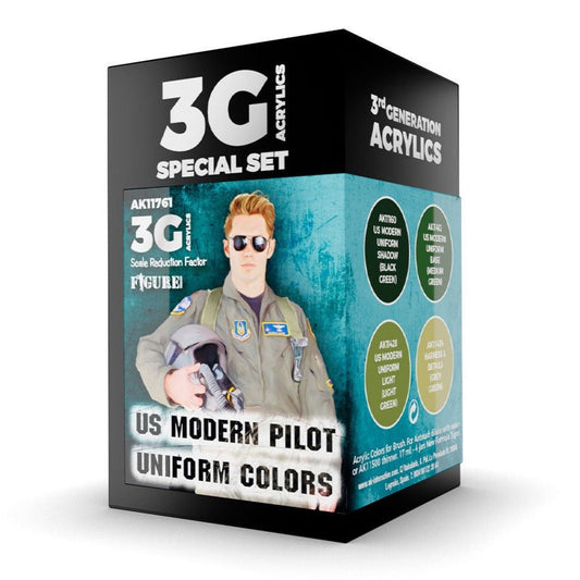 AK Interactive 3rd Generation acrylic paint set US Modern Pilot Uniform Colors