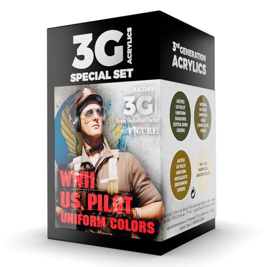 AK Interactive 3rd Generation acrylic paint set WWII US Uniform Colors