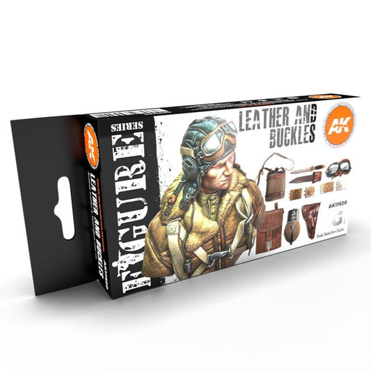 AK Interactive 3rd Generation acrylic paint set Leather and Buckles