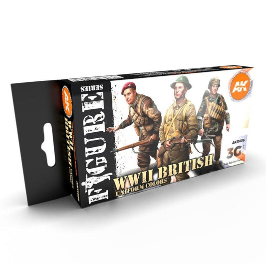 AK Interactive 3rd Generation acrylic paint set WWII British Uniform Colors