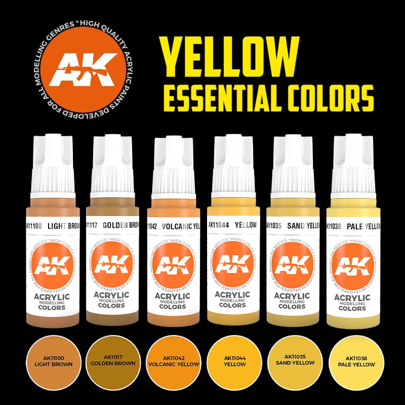 AK Interactive 3rd GenAcrylic Yellow Essential Colors Set AK11615 - Loaded Dice