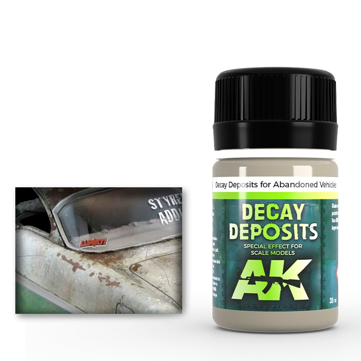 AK Interactive Decay Deposit for Abandoned Vehicles weathering product for scale models