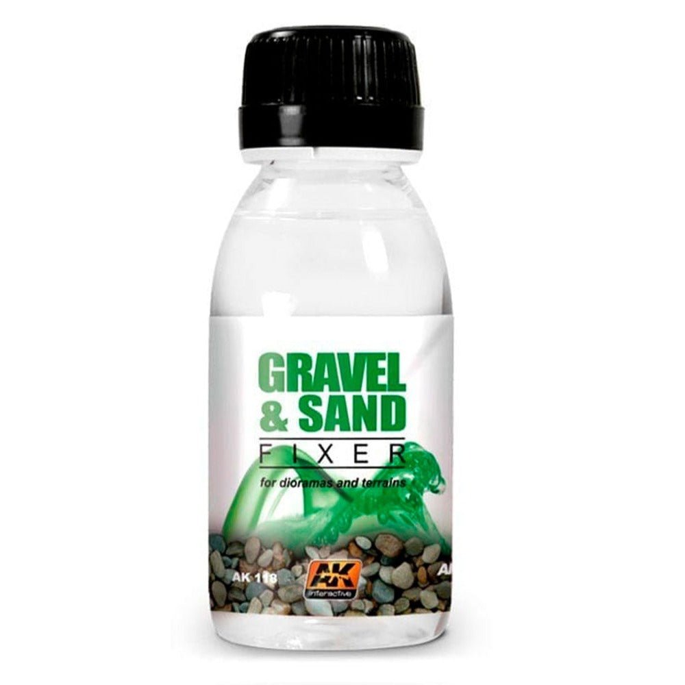 AK Interactive 3rd Generation acrylic paint Gravel and Sand Fixer 17ml dropper bottle