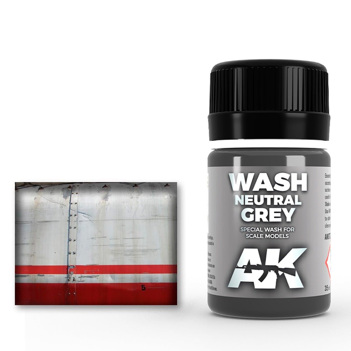 AK Interactive Neutral Grey for White/Black Wash weathering product for scale models