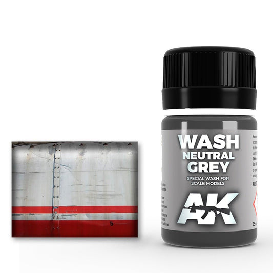 AK Interactive Neutral Grey for White/Black Wash weathering product for scale models