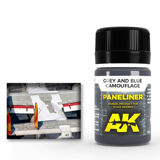 AK Interactive Paneliner for Grey and Blue Camouflage weathering product for scale models