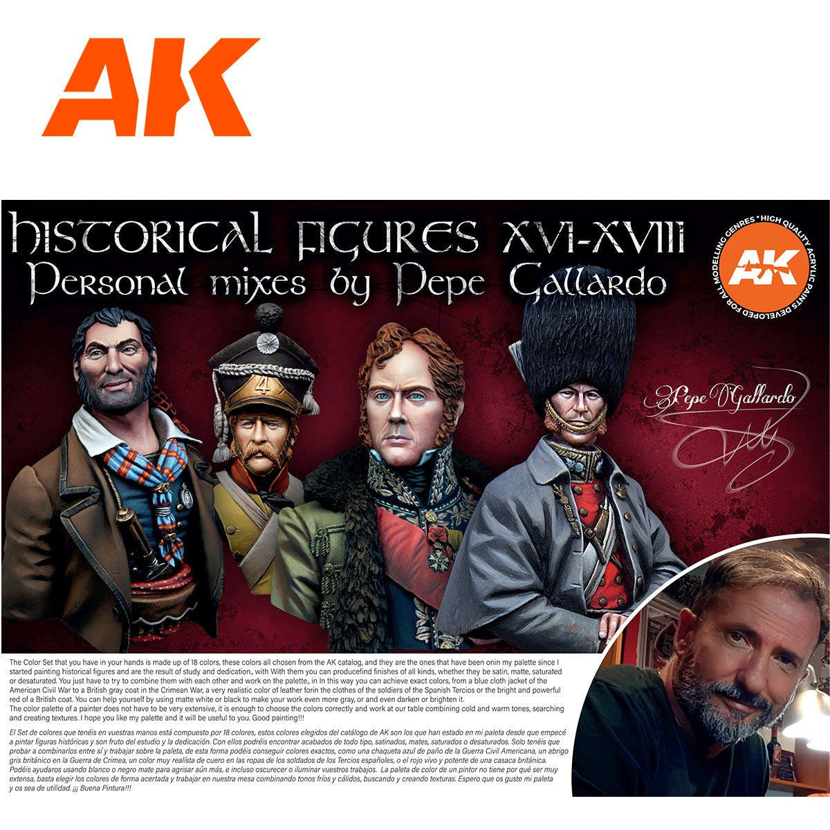 AK Interactive Historical Figures set by Pepe Gallardo, painted busts and the artist
