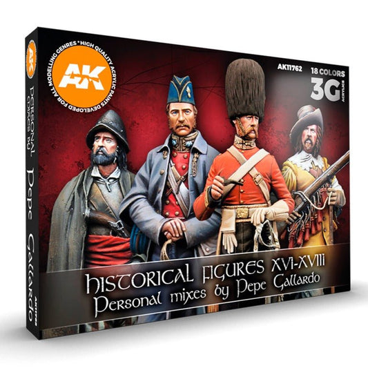 AK Interactive 3rd Generation acrylic paint set Signature Set - Historical Figures XVI-XVIII by Pepe Gallardo