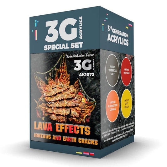 AK Interactive Wargame Color Set: Lava Effects weathering set for scale models
