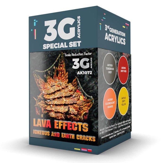 AK Interactive Wargame Color Set: Lava Effects weathering set for scale models