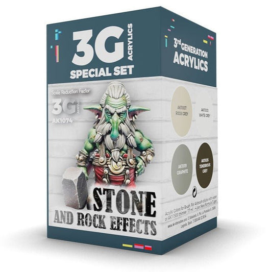 AK Interactive Wargame Color Set: Stone and Rock Effects weathering set for scale models