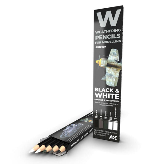 AK Interactive weathering watercolour pencil s Set - Black & White