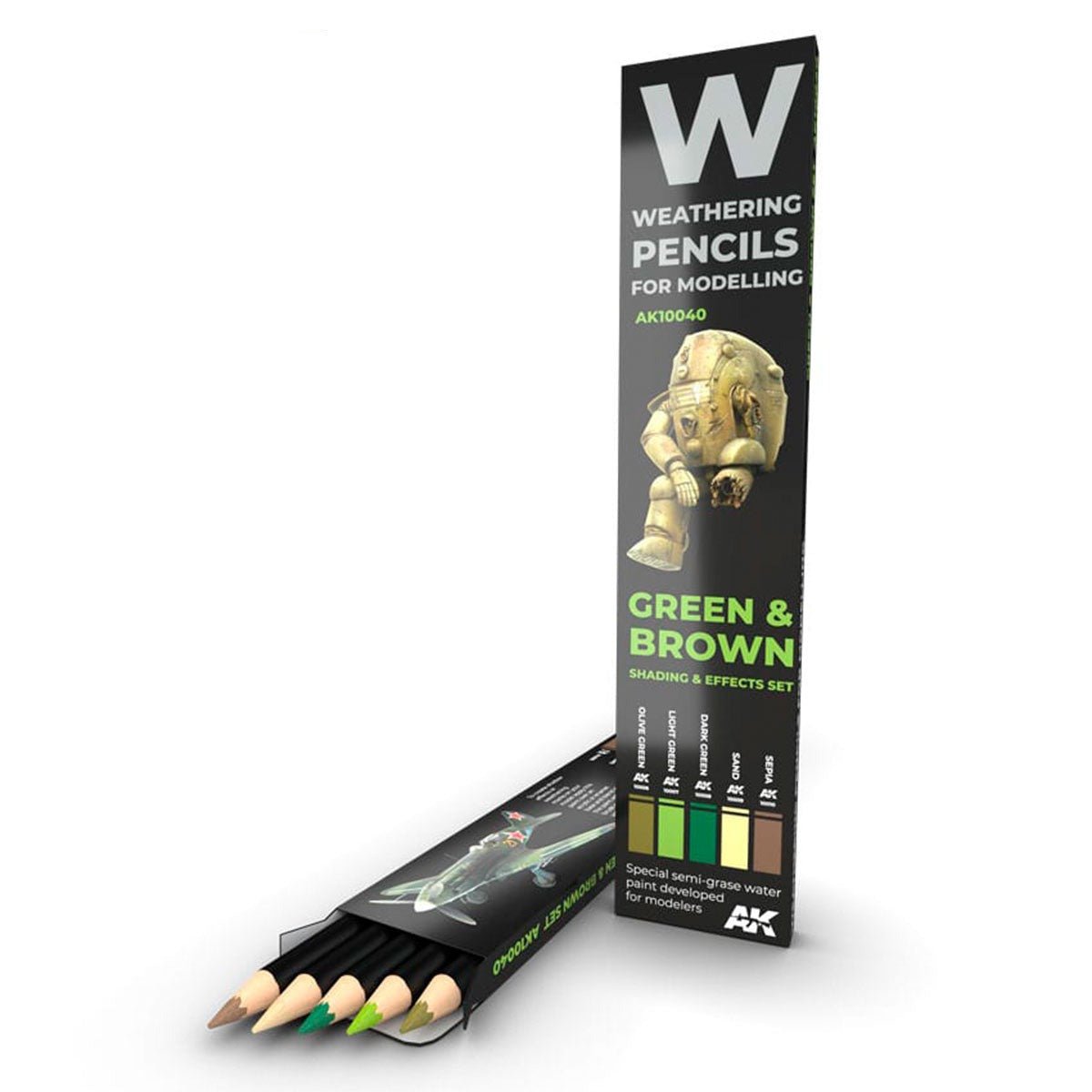 AK Interactive weathering watercolour pencil s Set - Green & Brown Camouflages