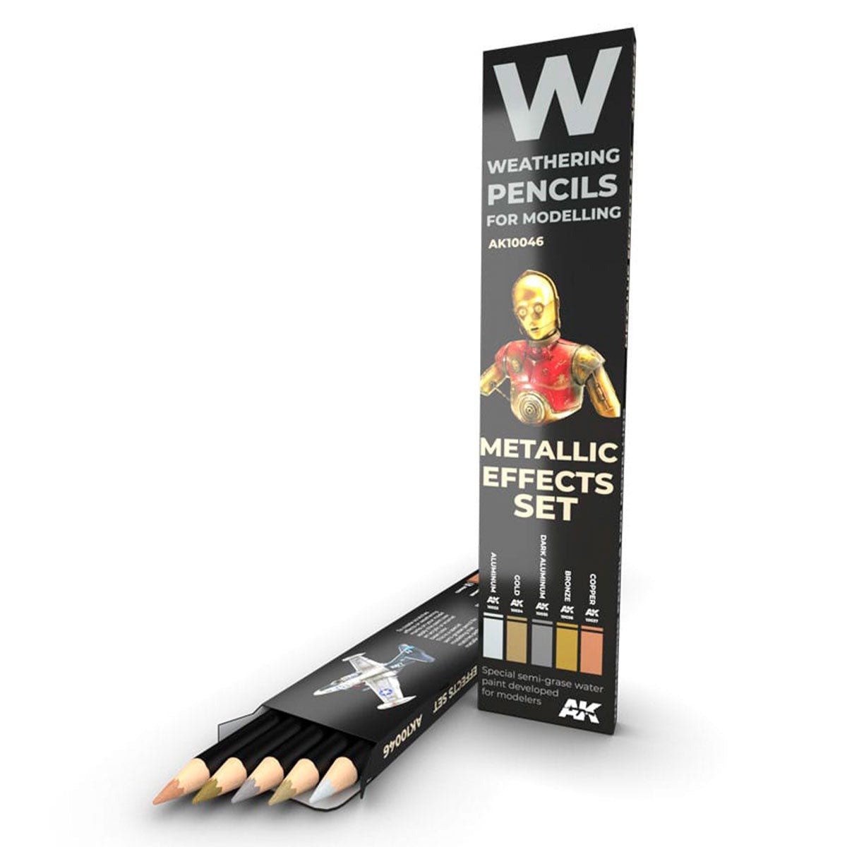 AK Interactive weathering watercolour pencil s Set - Metallics