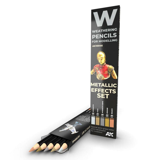 AK Interactive weathering watercolour pencil s Set - Metallics
