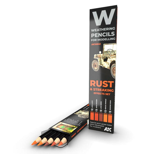 AK Interactive weathering watercolour pencil s Set - Rust & Streaking