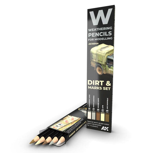 AK Interactive weathering watercolour pencil s Set - Splashes, Dirt & Stains