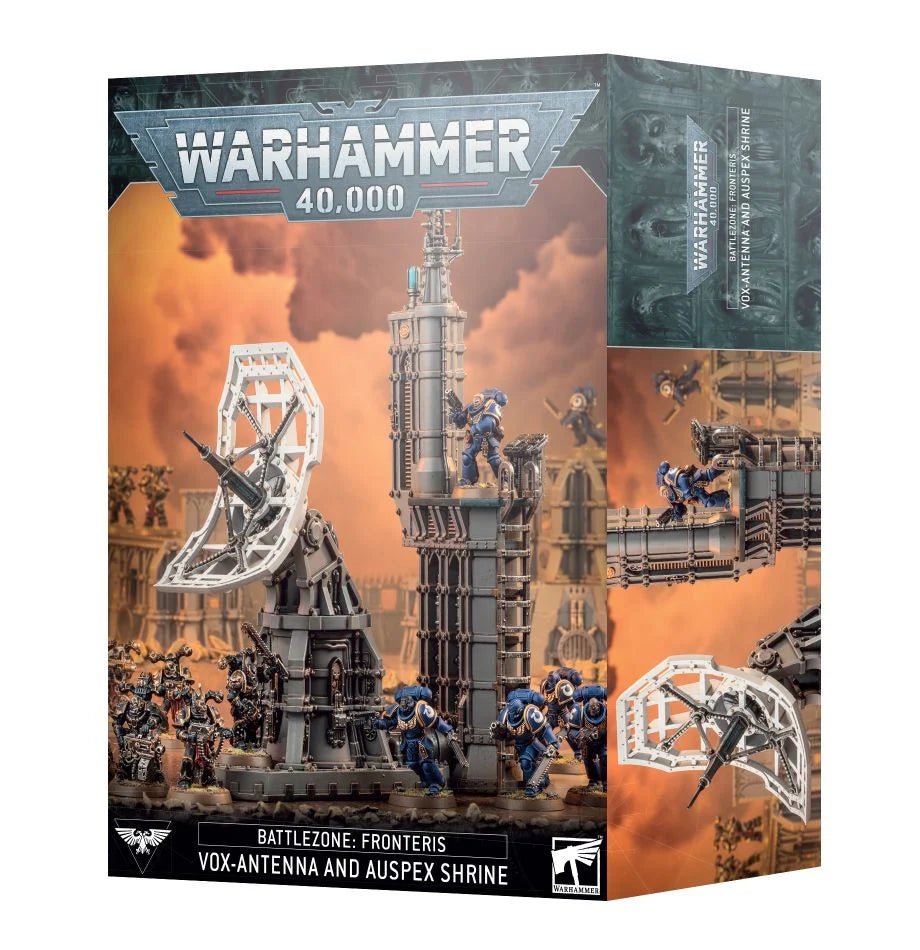 Warhammer 40,000 Battlezone Fronteris Vox-Antenna and Auspex Shrine box front, Games Workshop