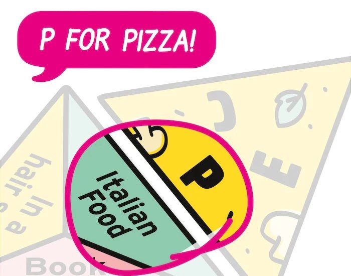 P for Pizza game example linking Italian Food to the letter P